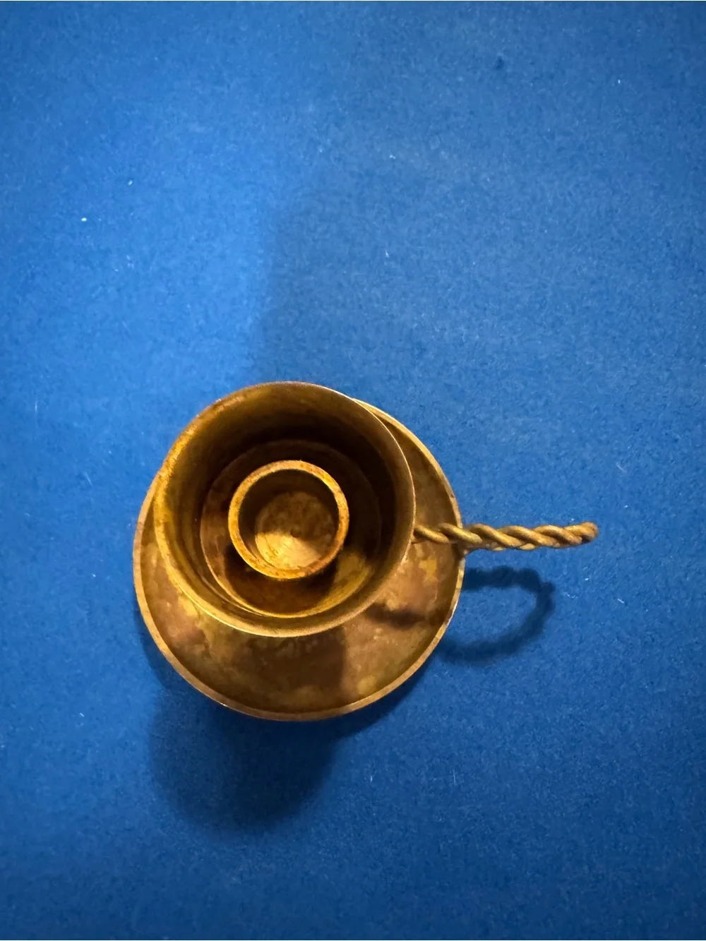 Vintage Brass Taper Candle Holder with Twisted Handle - Brass